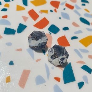 Black and White Marbled Earrings